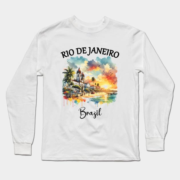 2024 Rio De Janeiro - Brazil Water Color Art Long Sleeve T-Shirt by Sambastyles